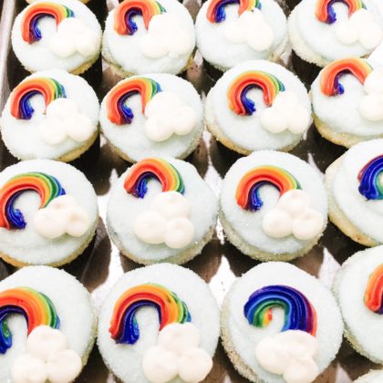 Vanilla Funfetti Rainbow Mini Pasadena cupcakes St Patrick Day